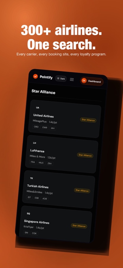 Pointify Travel: 300+ airlines, one search