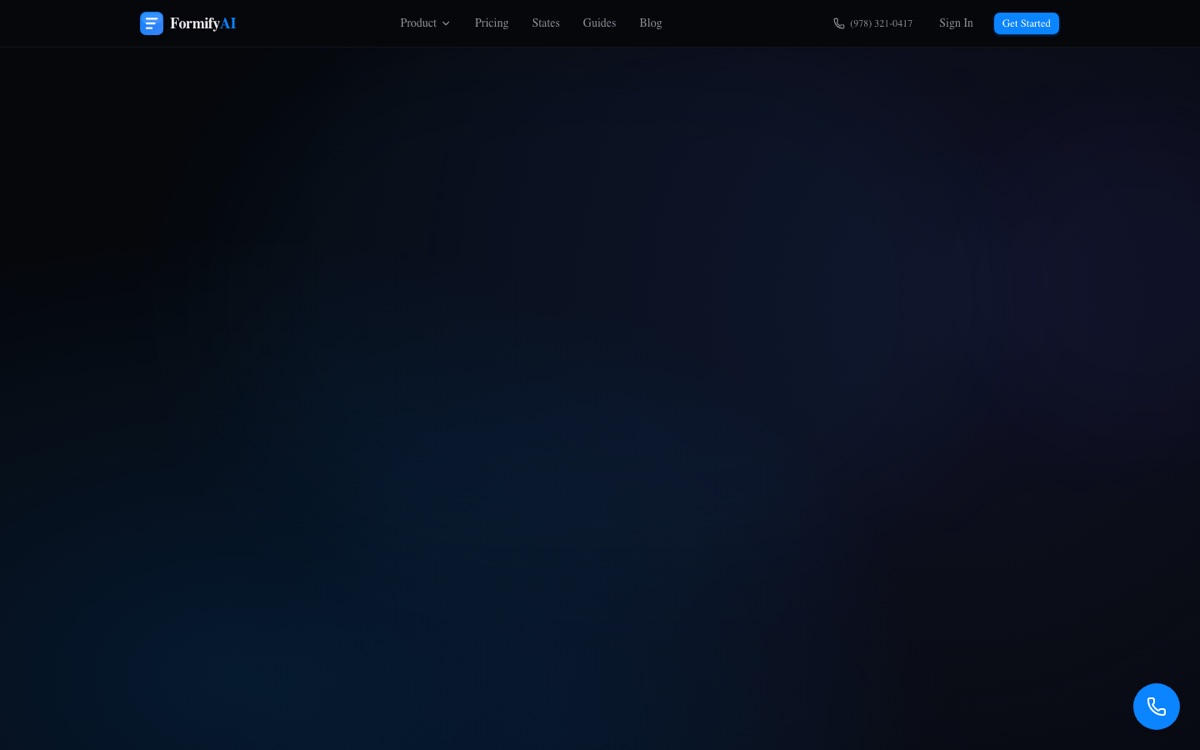 FormifyAI homepage screenshot