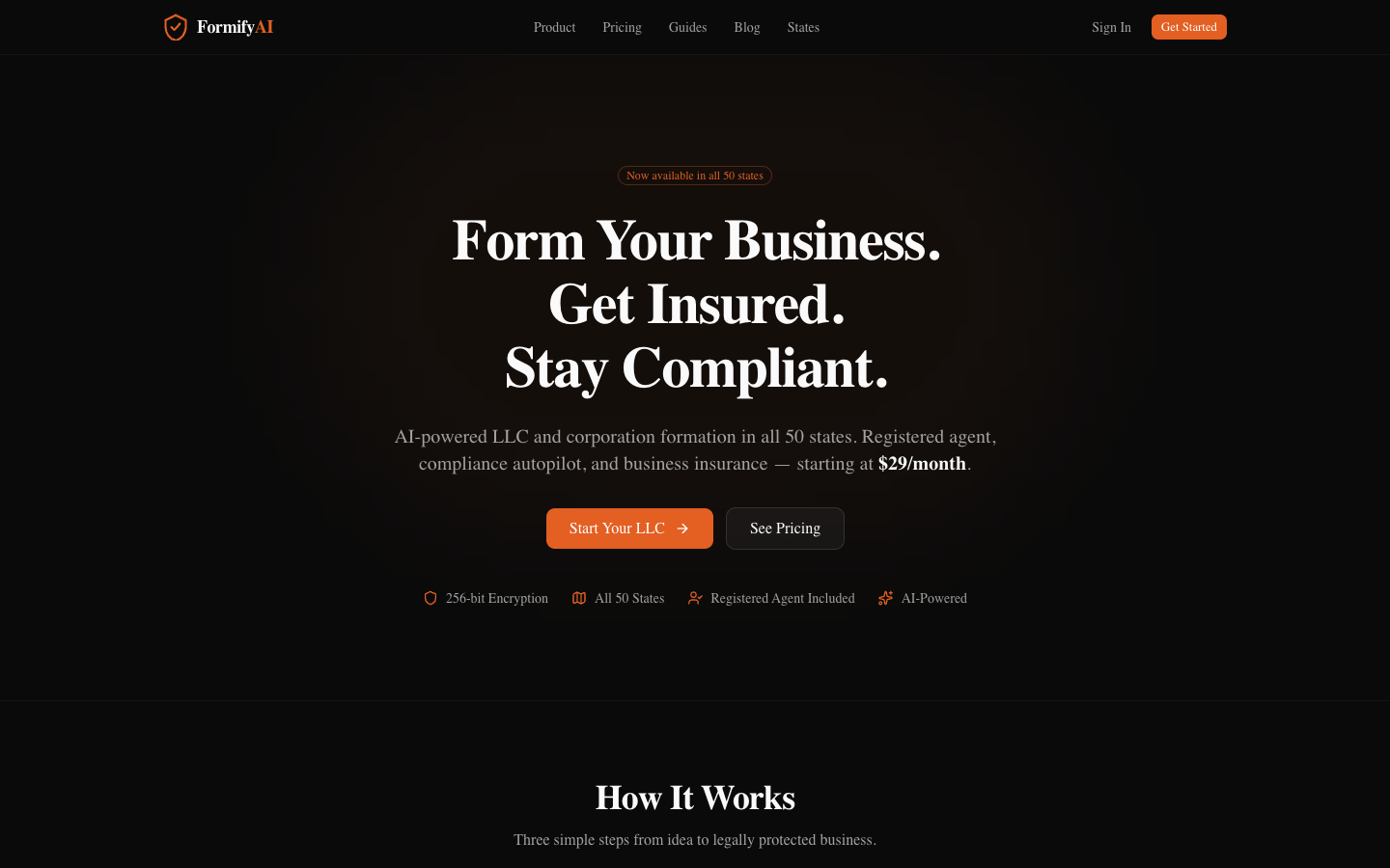 FormifyAI homepage screenshot