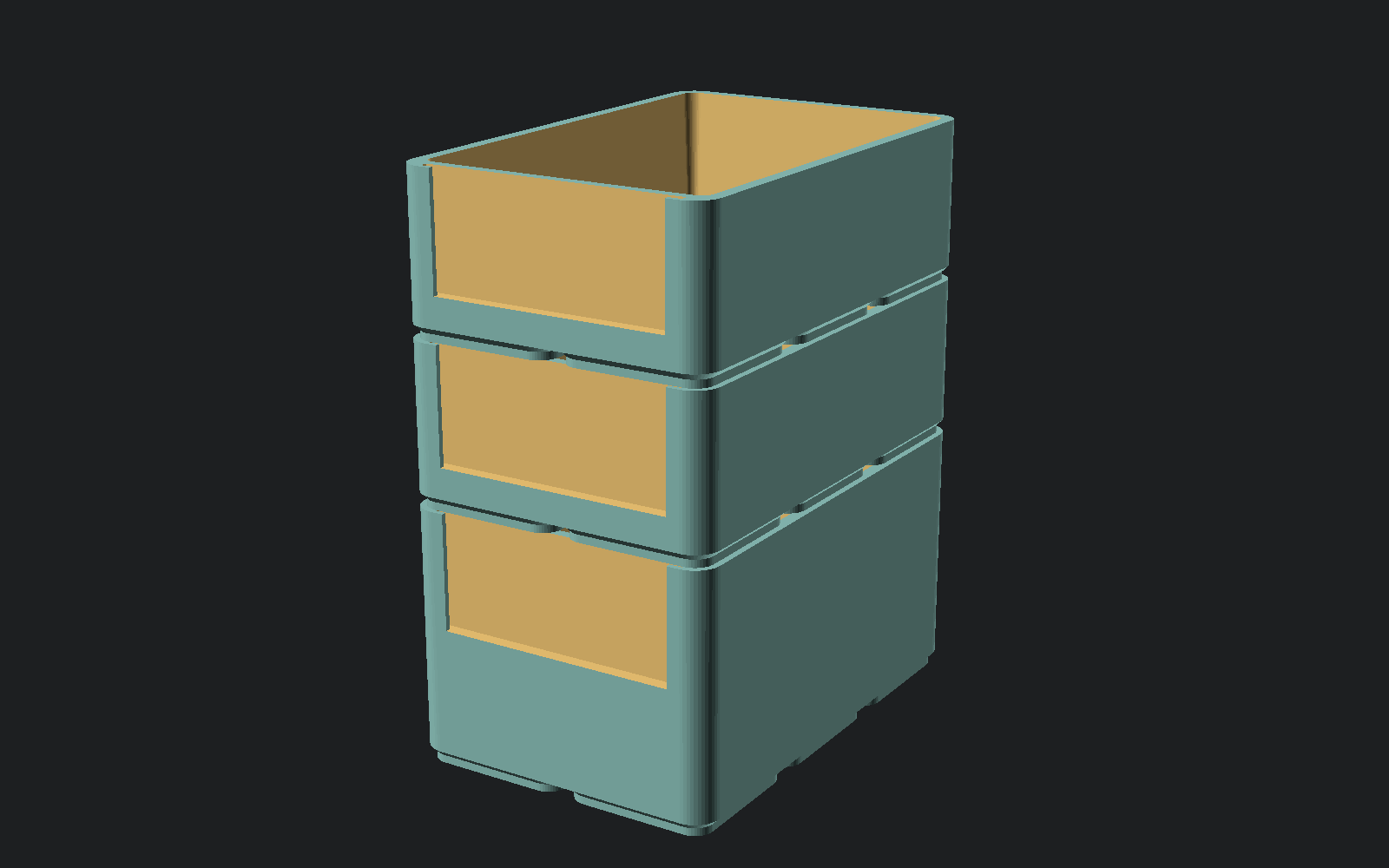Three boxes stacked vertically