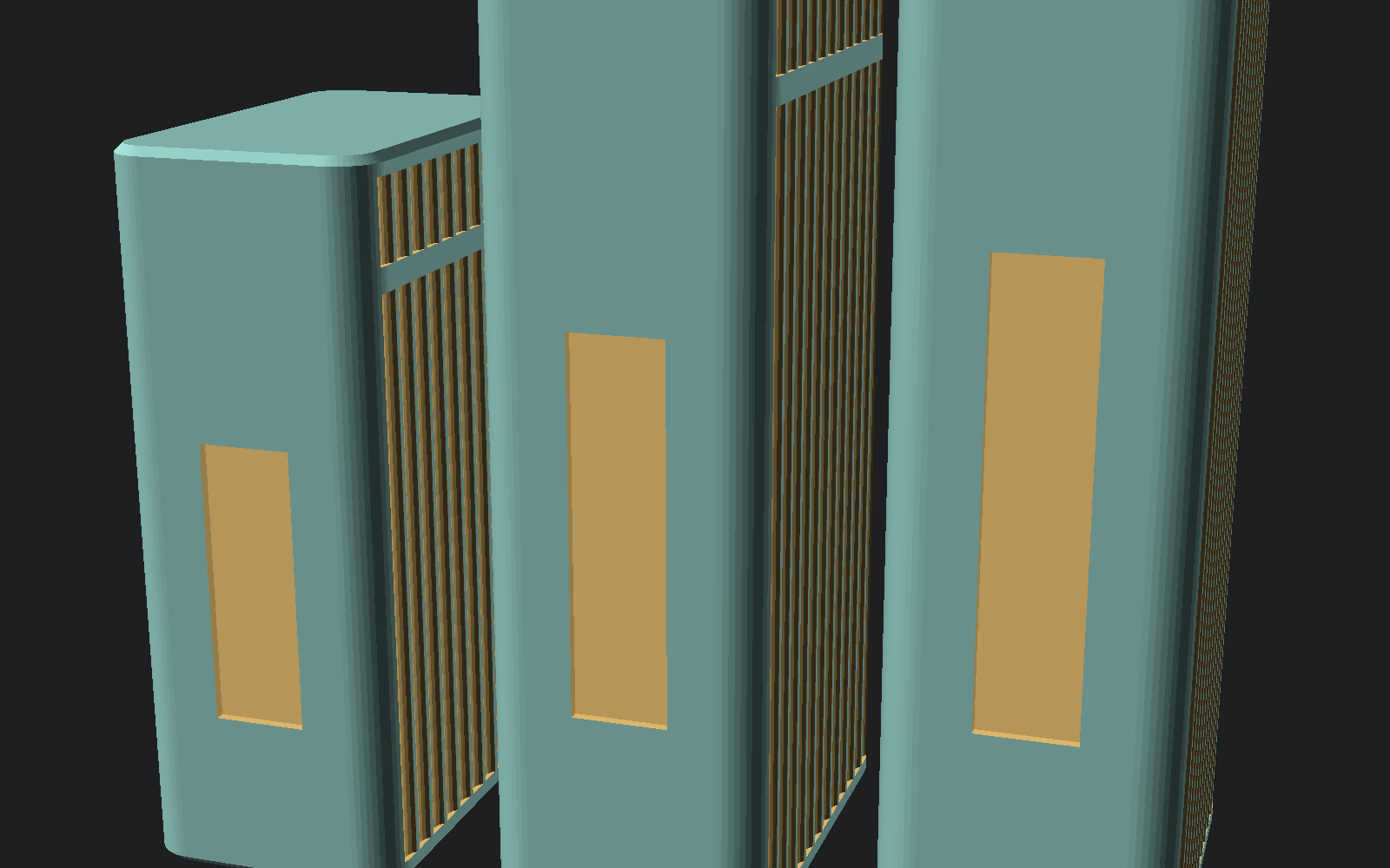 Three heights side by side