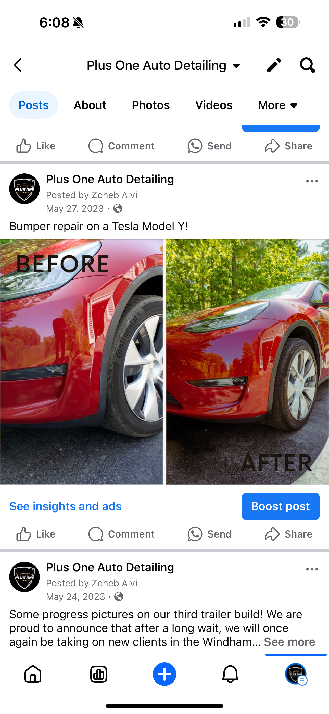Tesla Model Y bumper repair before and after